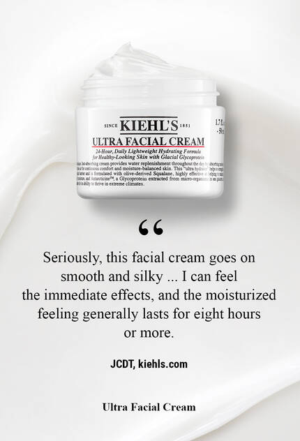 Seriously, this facial cream goes on smooth and silky… I can feel the immediate effects, and the moisturized feeling generally lasts for eight hours or more. –JCDT, kiehls.com