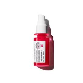 A vibrant red bottle of Kiehl's Hydro-Plumping Serum with a white pump dispenser. The product is centered against a plain white background, highlighting its bold packaging and label.